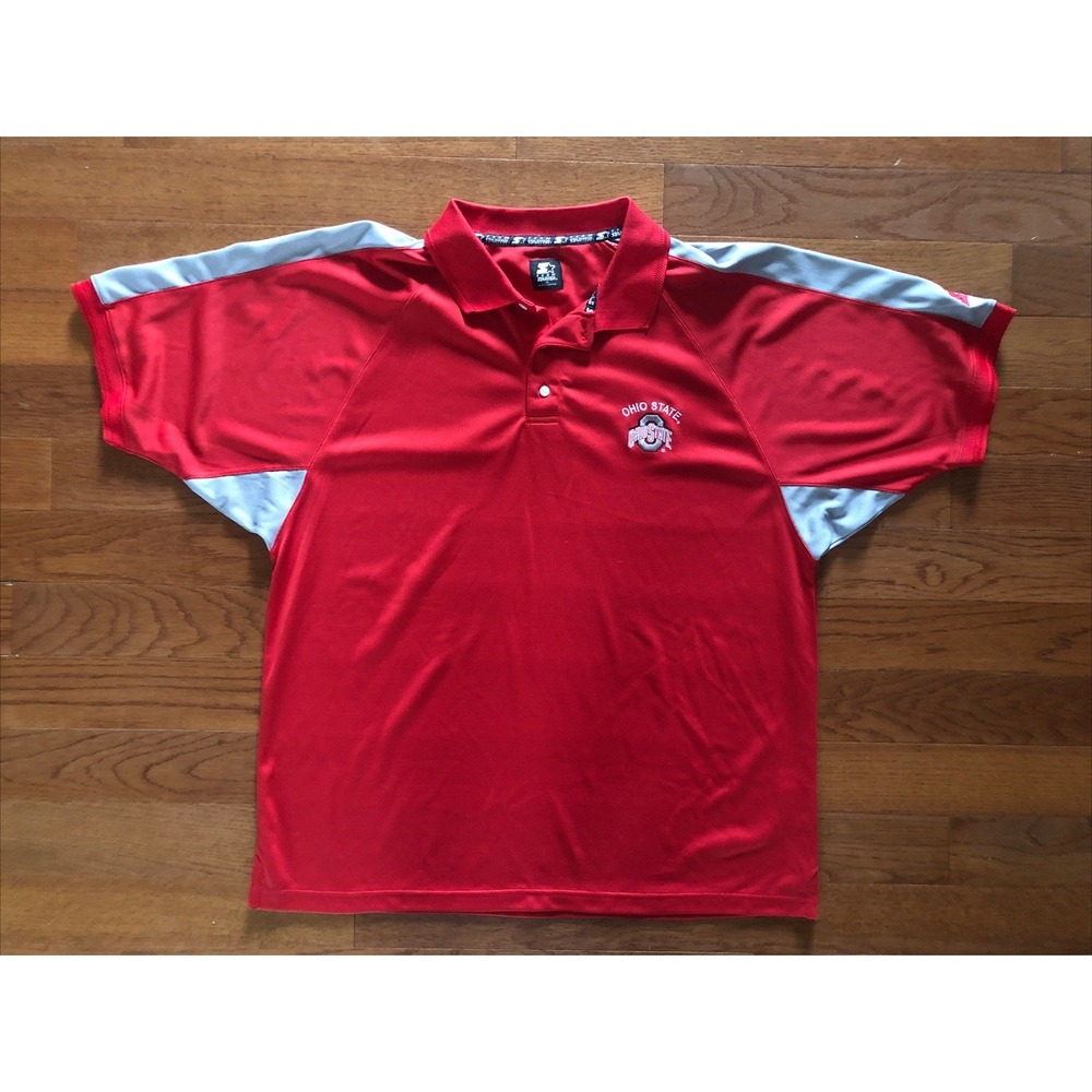 Vintage 90s Starter Ohio State University Red Polo Shirt Red X-Large XL NCAA